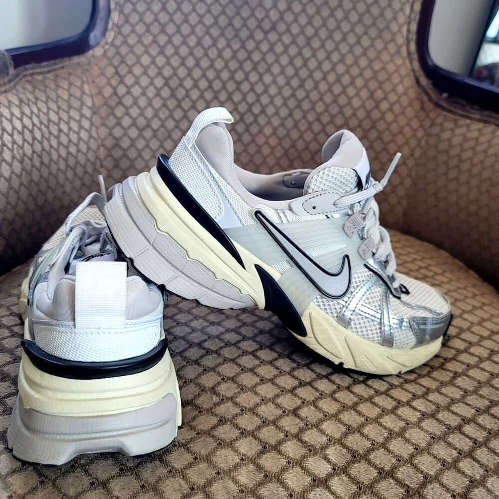 Nike White V2K Run Metallic silver black Sneakers dad sneakers y2k  size 7 chunk